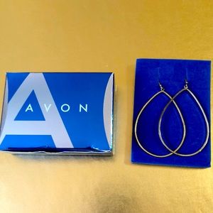 New from Avon Teardrop Hoop Earrings Goldtone